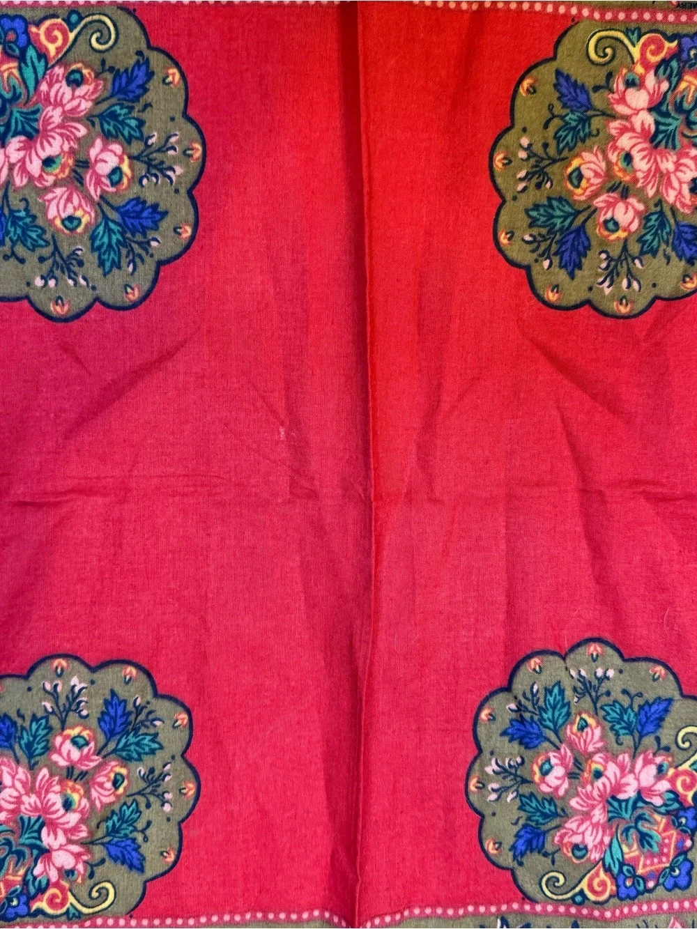 Vibrant Red Floral Paisley Scarf